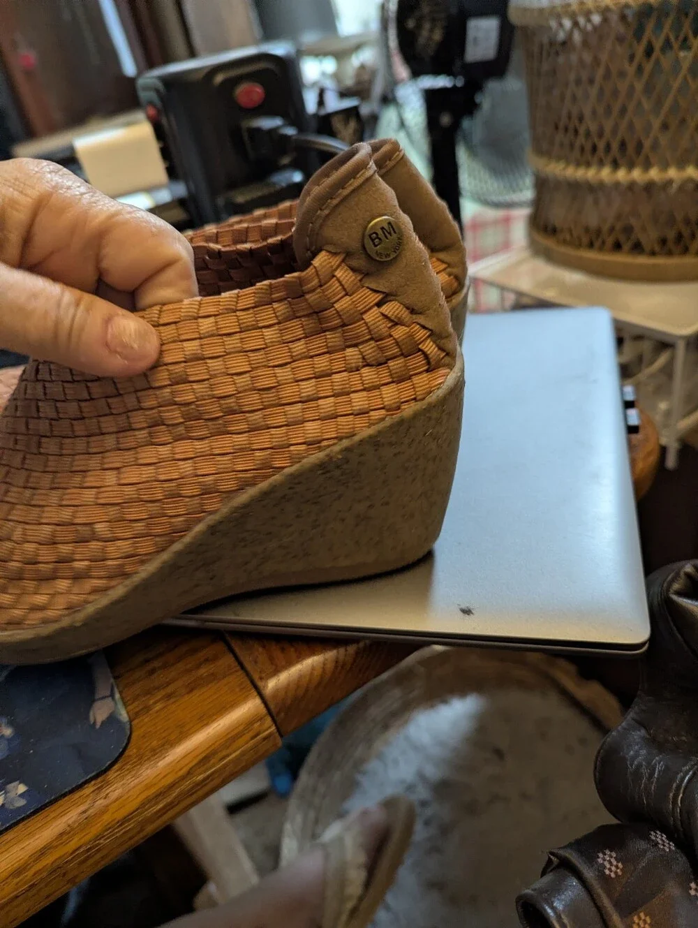 Exc Bernie Mev Copper Woven Elasticslipon  Wedged Botties Sz 40 (9US)